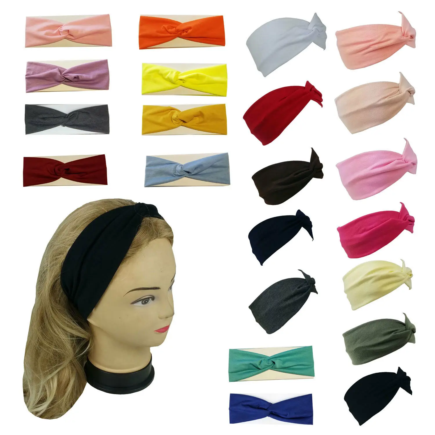 

New Stretchable Turban Twist Yoga Hairband Headband Solid Colors Sports
