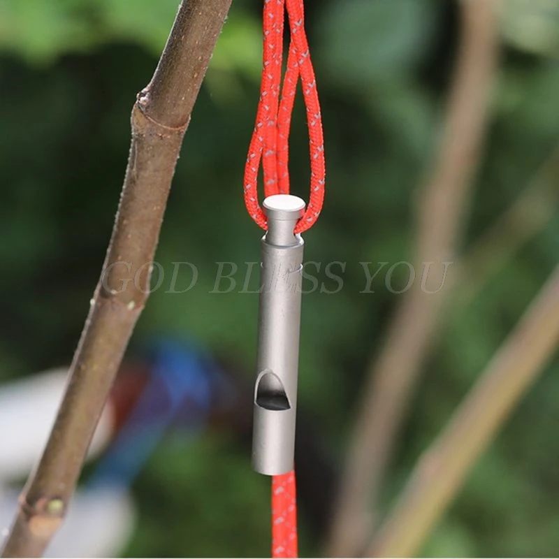 

Pure Titanium Survival Whistle Outdoor Camping Hiking High Frequency Whistle With Cord Drop Shipping