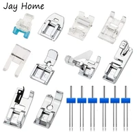 11pcs snap on sewing machine foot sets with 9pcs double twin sewing machine twin needles for diy low shank sewing machine