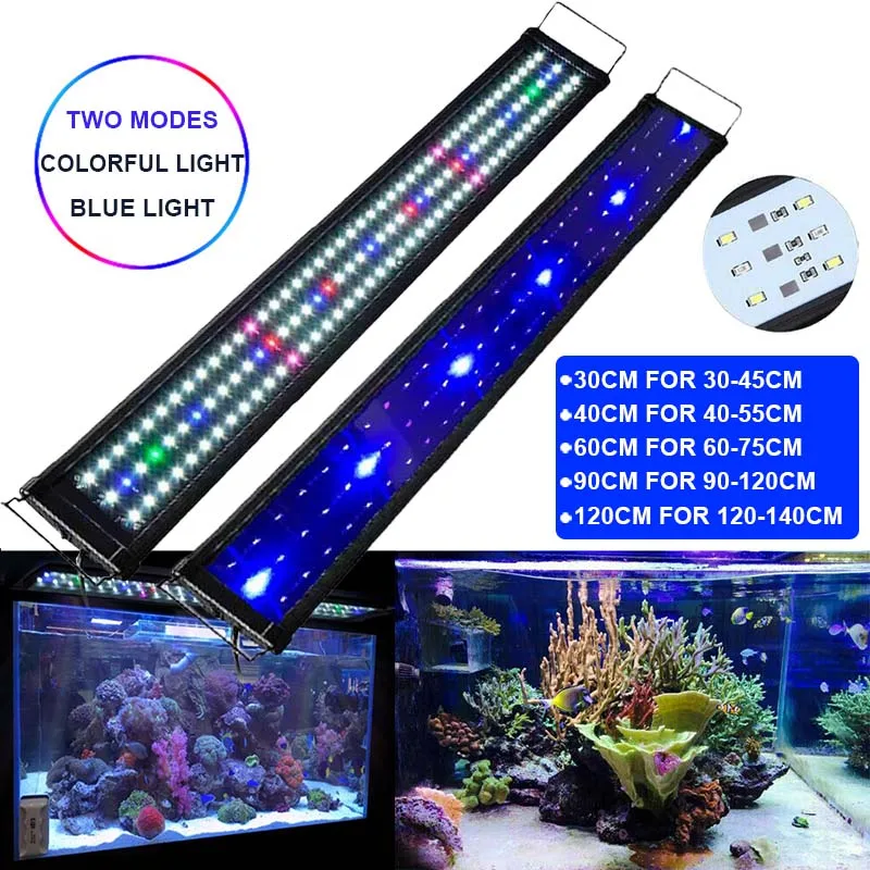 Tanque de Peixes Lâmpada de Iluminação Plugue da ue Aquário Multi-color Espectro Completo Super Fino Planta Aquática Marinha Crescer 30-90cm Led Luz
