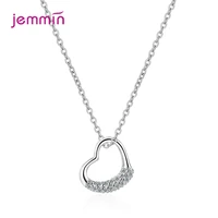 romantic zircon love heart pendant necklace women fashion jewelry 925 sterling silver necklace girl valentines day gift
