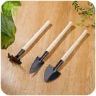Набор Мини садовых инструментов, комплект из 3 предметов, лопатка, грабли, удобная деревянная ручка, практичные товары для домашнего сада