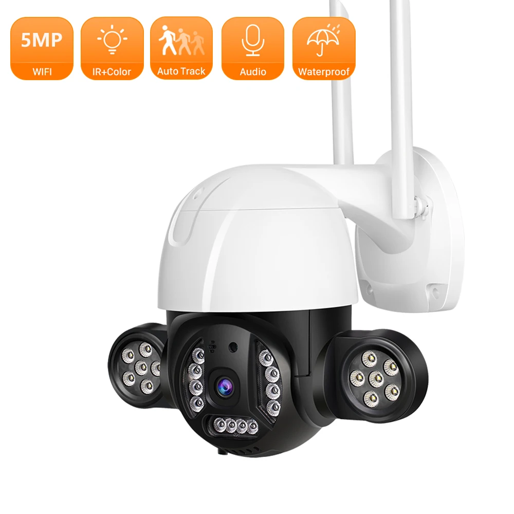 

ANBIUX 5MP Floodlight Camera Outdoor Color Night Vision External Wireless Wifi Camera Security CCTV Camera Surveillance ICSEE