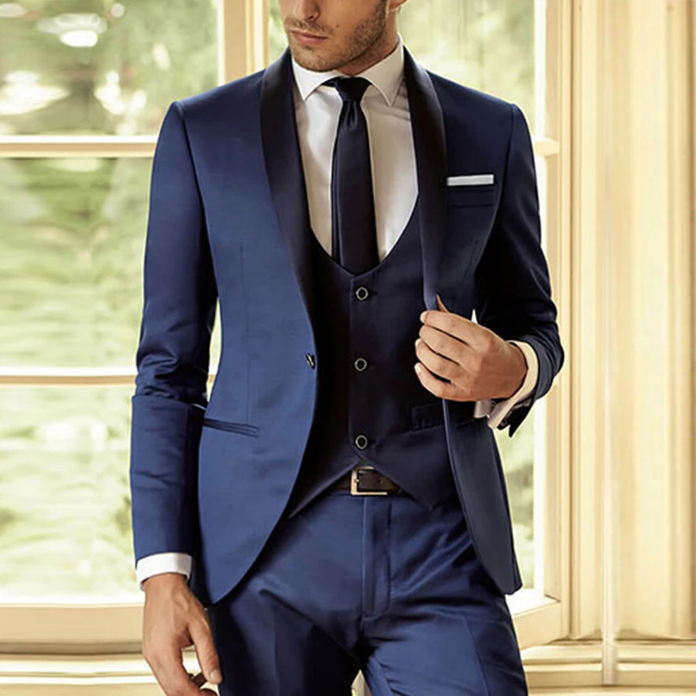 

YIWUMENSA Latest Coat Pant Designs Navy Blue Men Suit Slim Fit 3 Piece Groom Shawl Lapel Tuxedo Custom Suits Party Blazer Terno