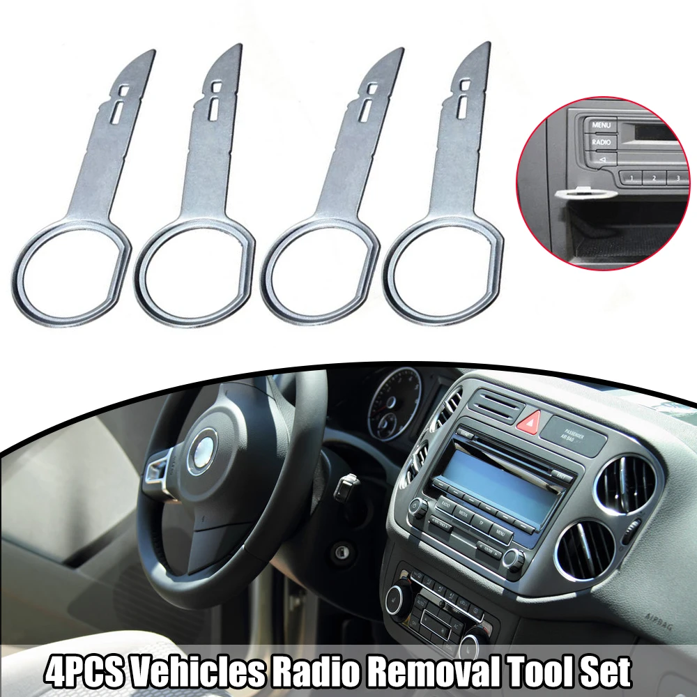 

4PCS Vehicles Radio Removal Tool Set with Easy Grip Handles Stereo Radio Removal Key Set Car DVD Host Keys Disassembly Tool