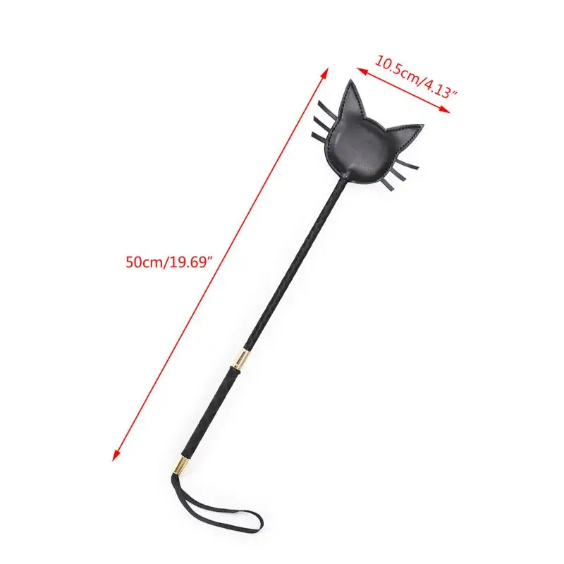 Черный Кот искусственная кожа Длинный флоггер кнут Связывание ремешок Pat