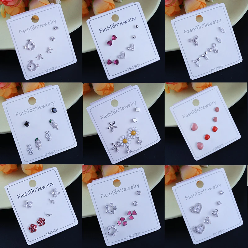 3 пар/уп. 925 стерлингового серебра Серьги Комплекты Мини слуховая косточка