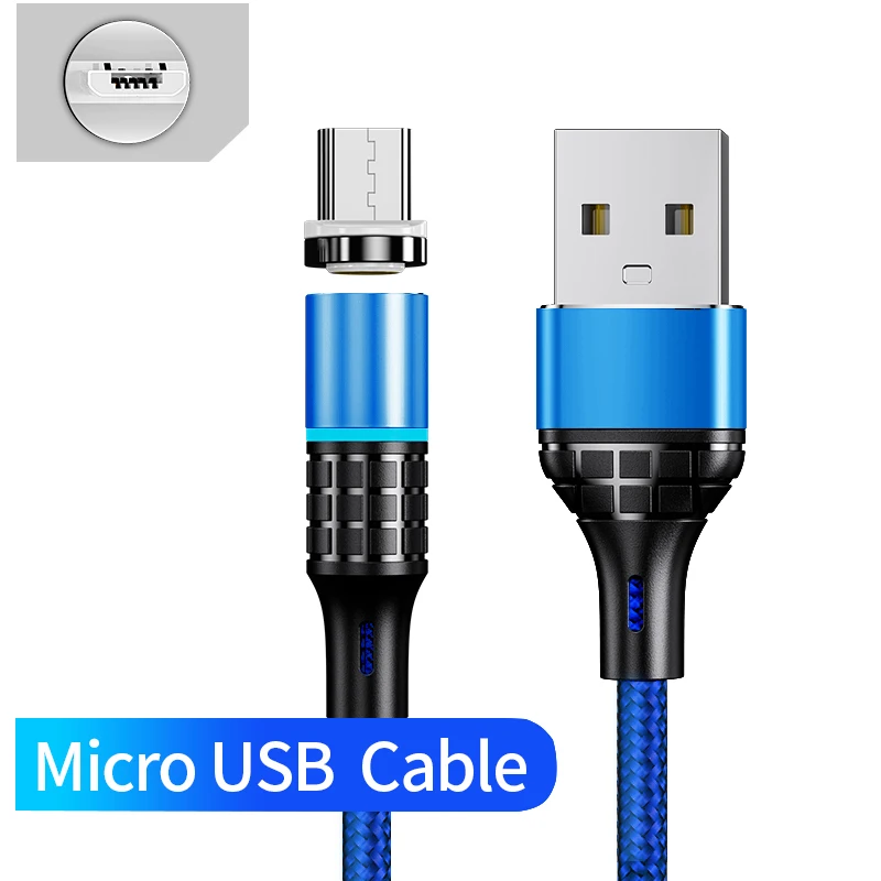 For Micro Blue Udyr Магнитный кабель Micro usb type C зарядный кабель для samsung iPhone 7 6 зарядное устройство быстрый Магнитный кабель USB C Шнур адаптер для проводов - Цвет: For Micro Blue