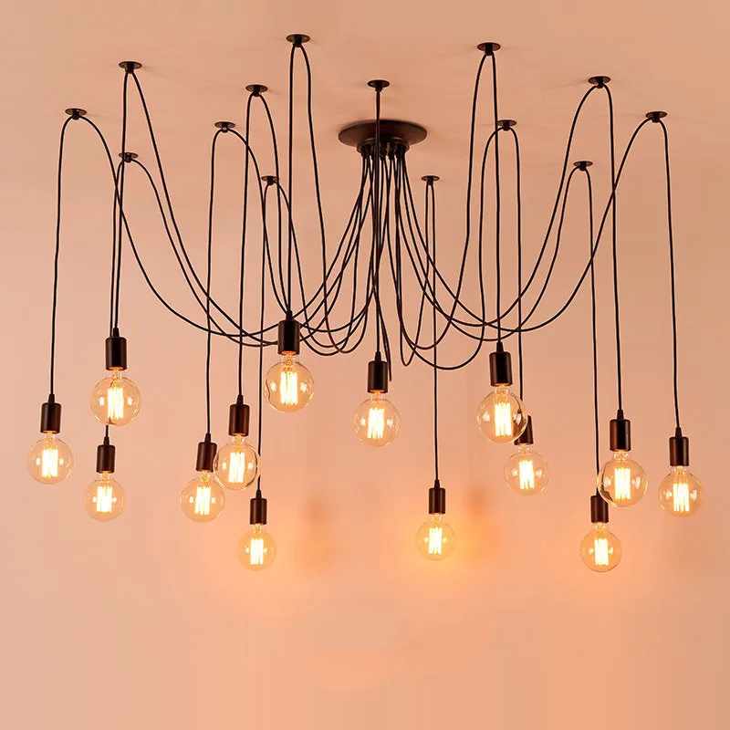 

Mordern/Nordic/Retro/Vintage Spider Chandelier Loft Decor DIY Iron Lampshade Edison Bulb Hanglamp Spider LED Chandelier Lighting