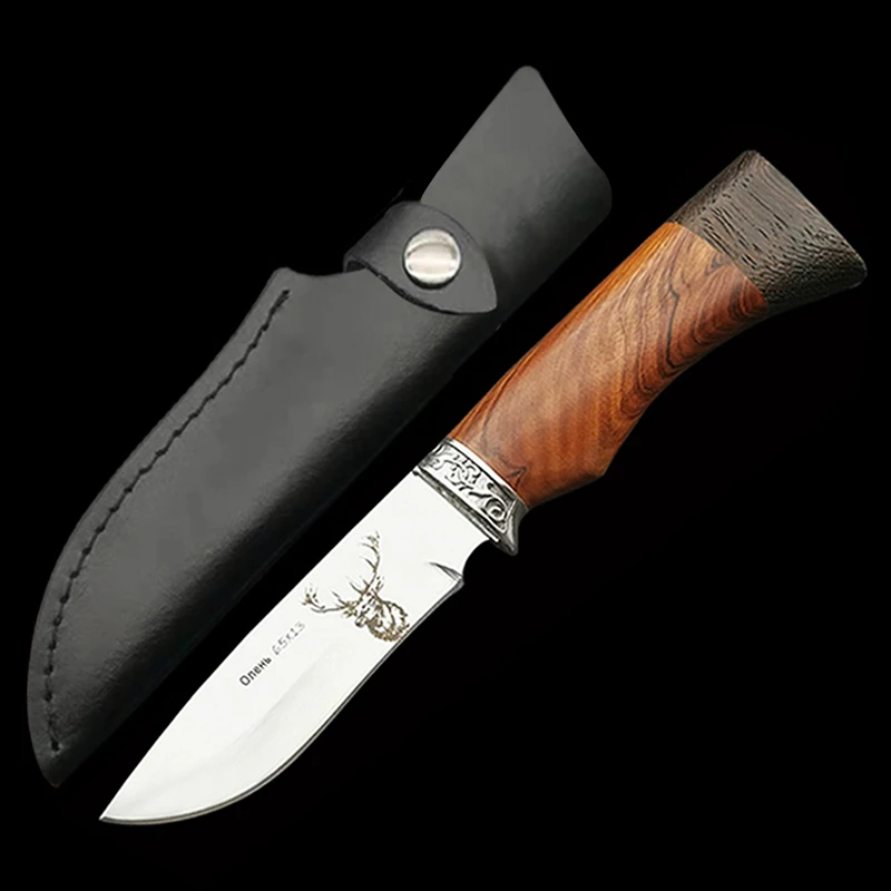 ToughKeng 440C охотничьи ножи из нержавеющей стали с фиксированным лезвием, Wenge с деревянной ручкой, нож для выживания на открытом воздухе, дикий олень