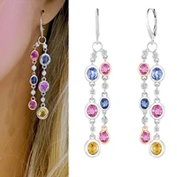 silver color gorgeous dangle earrings for women engagement wedding statement jewelry silver long earrings fashion women jewelry
