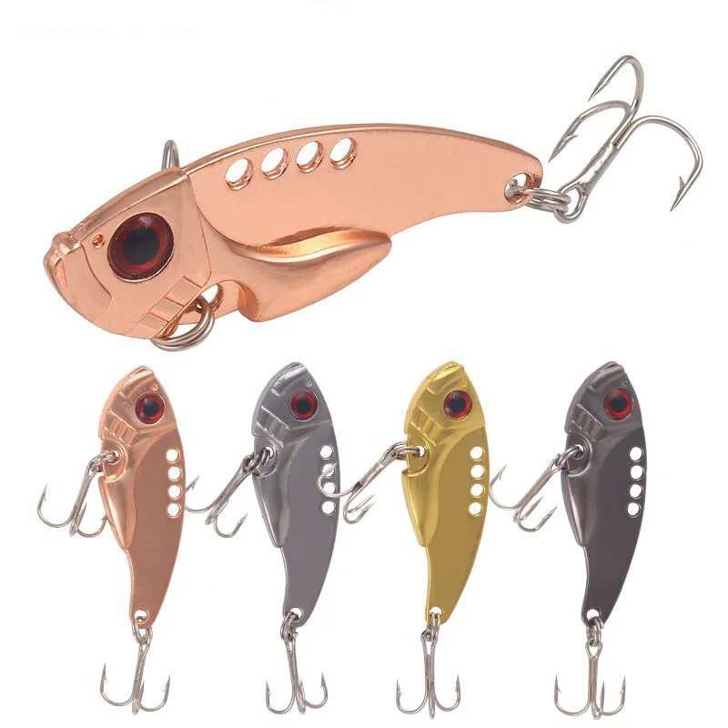 

Lures Wobble Rotating Metal Vib Vibration Bait for Pike Bass Trout Treble Hook Artificial Hard Baits Spinner Spoon Lure 11G5.5Cm