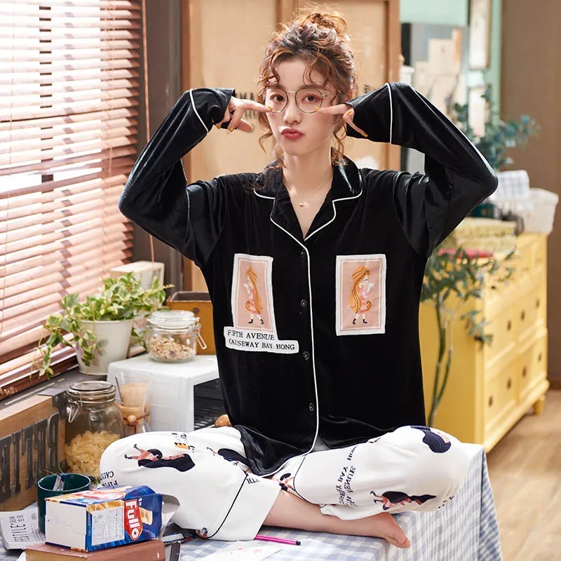 Женский Пижамный костюм из искусственного шелка полосатая Пижама для женщин