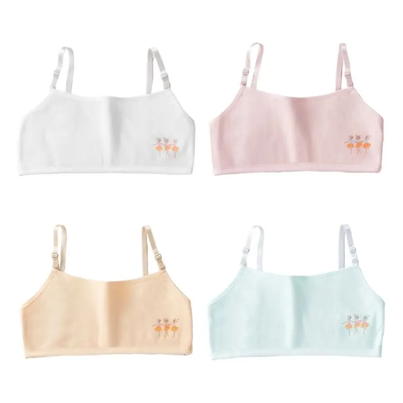

Young Girls Double Layer Cotton Bra Cartoon Ballet Dancer Adjustable Bralette Q1FE