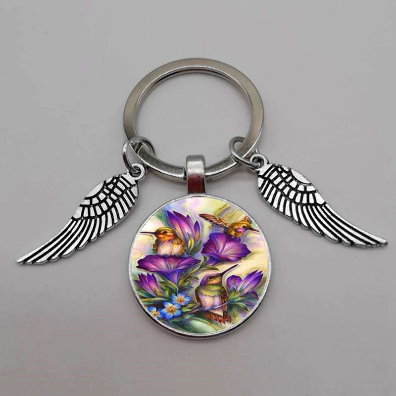 Брелок с голубым Колибри ручной работы подвеска колибри стеклянный ювелирные