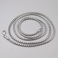 pure 925 sterling silver necklace men women 2mm round twill twisted rope link chain necklace 24inch 20 21g
