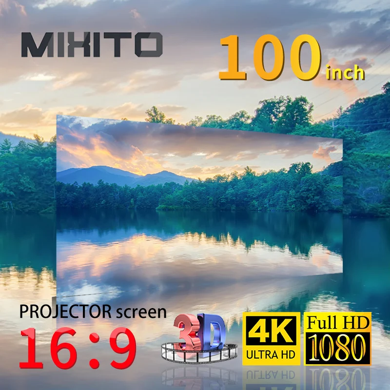 MIXITO 100 ЖК-проектор 16:9 металлический Шторы анти-светильник Экран Офис Портативный