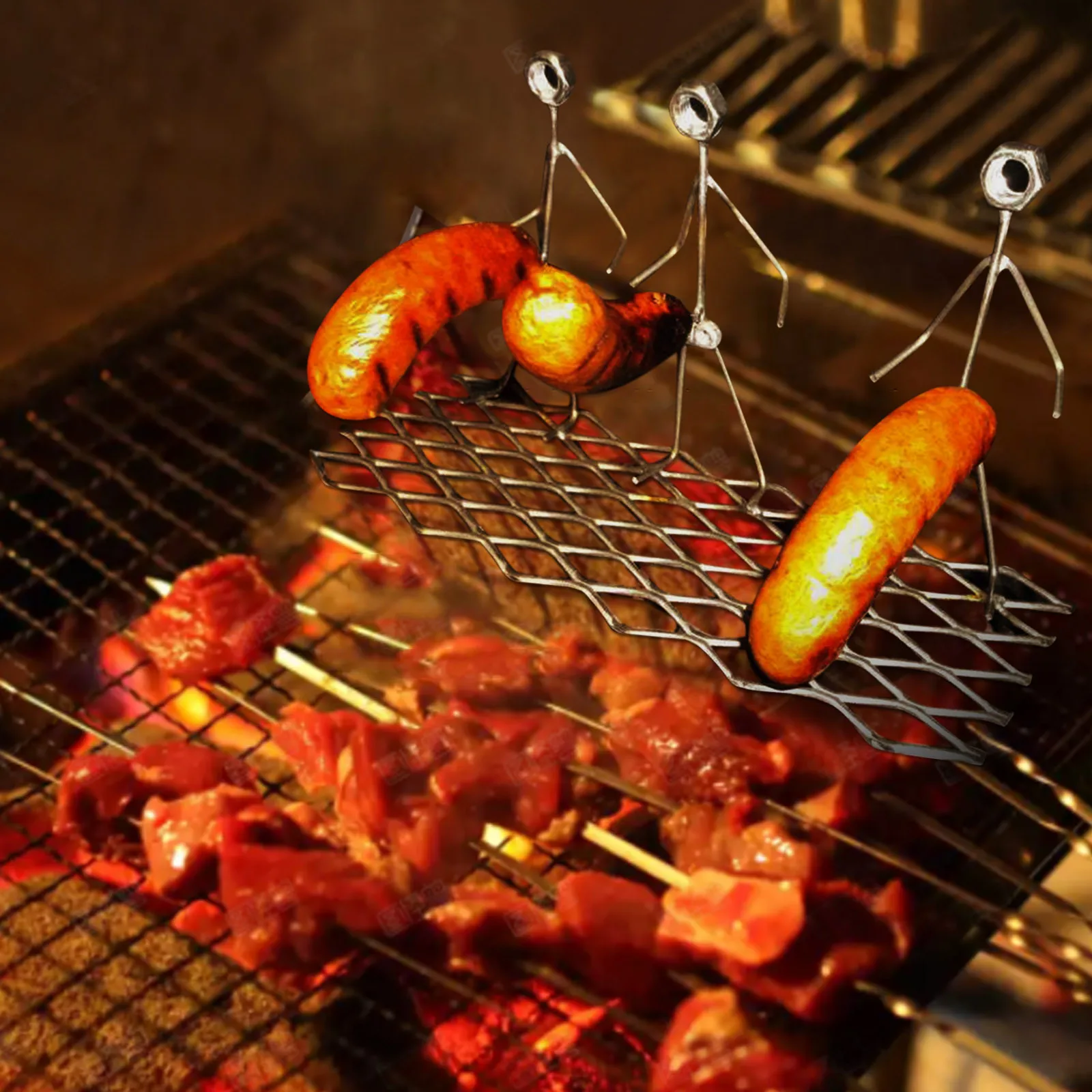 

Stainless Steel Hot Dog Marshmallow Roasting Sticks Campfire Skewer Boy Shape Stick Bbq Forks Funny Camping Accessories Tools