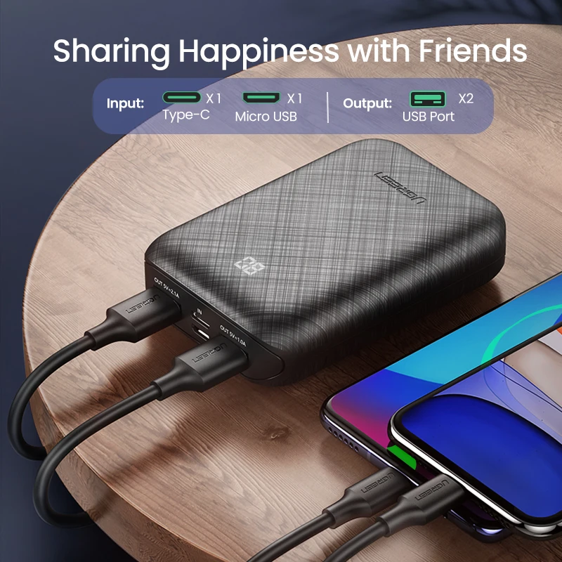 Ugreen power Bank 10000 мАч портативное зарядное устройство Внешняя батарея для мобильного телефона быстрое зарядное устройство для Xiaomi samsung S10 Mini power bank