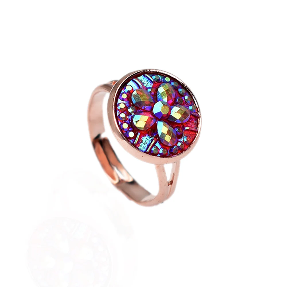 Кольцо женское круглое из смолы регулируемое ювелирное изделие с открытыми