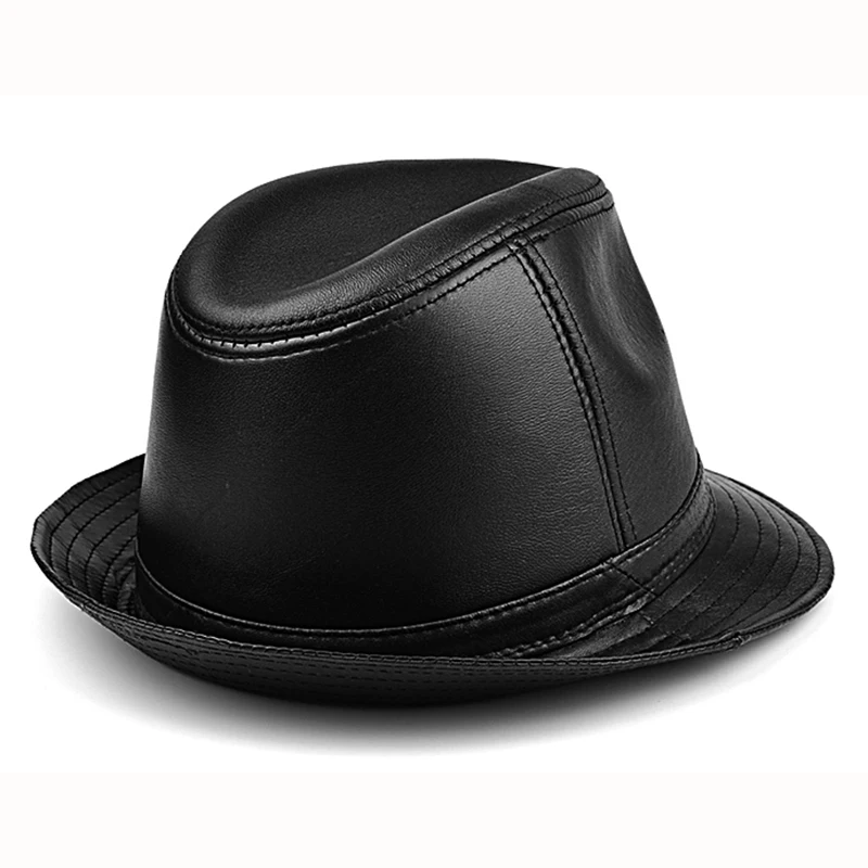 Spring Men real leather Fedoras 2020 new style real sheepskin cow leather Bowler/Derby caps hats B70
