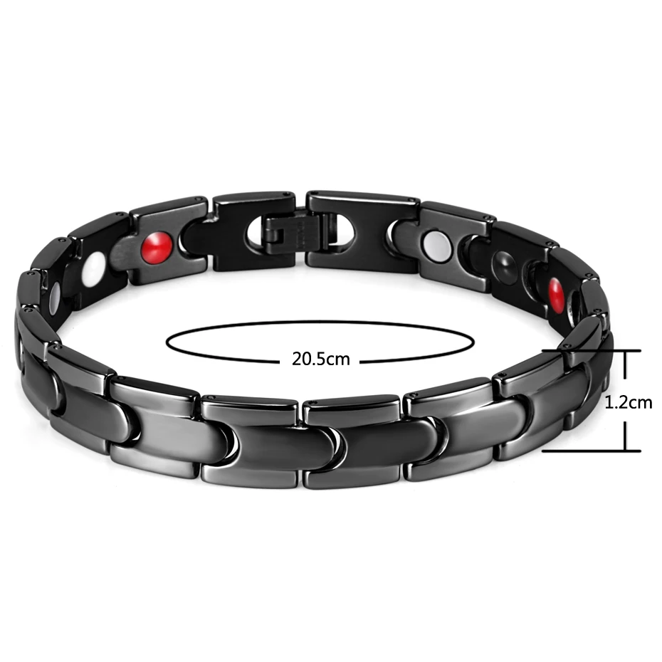 Мужской браслет черный из нержавеющей стали для измерения артериального