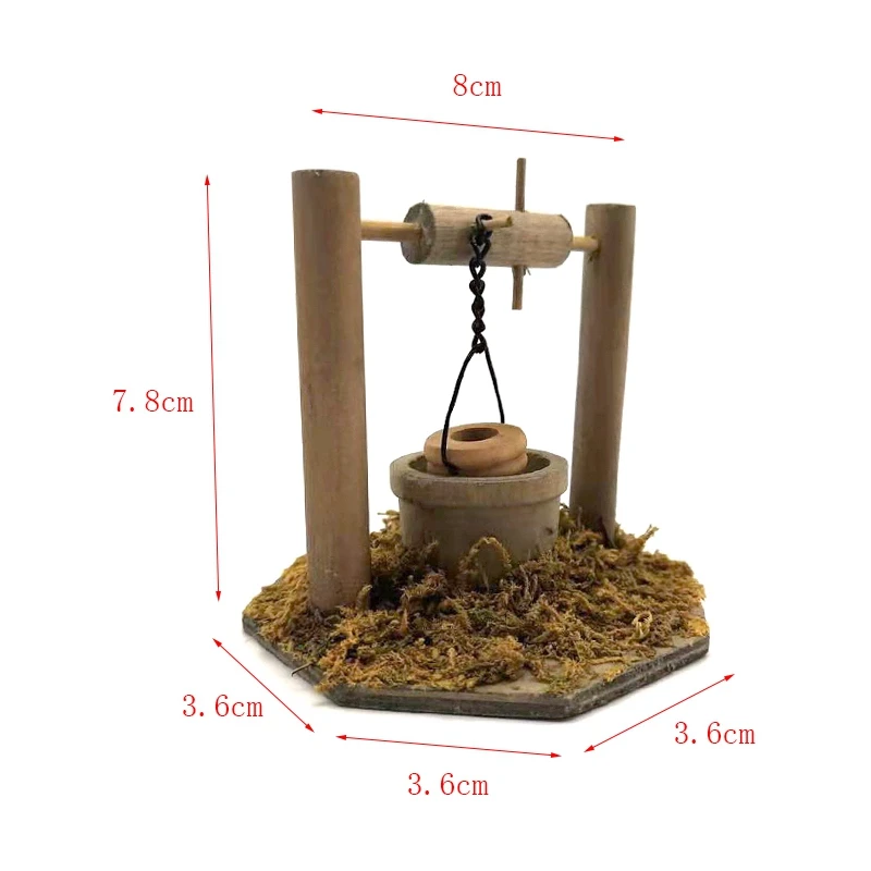 

1/12 Miniatures Dollhouse Garden Model Wooden Wheel Wells for Dollhouse Decoration Accessories