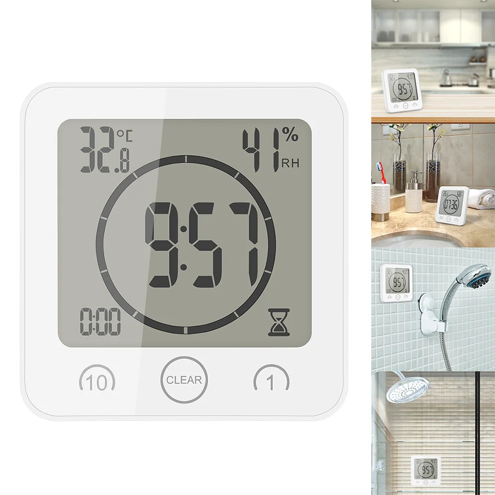 Цифровые часы в ванную комнату термометр гигрометр ЖК-присоска