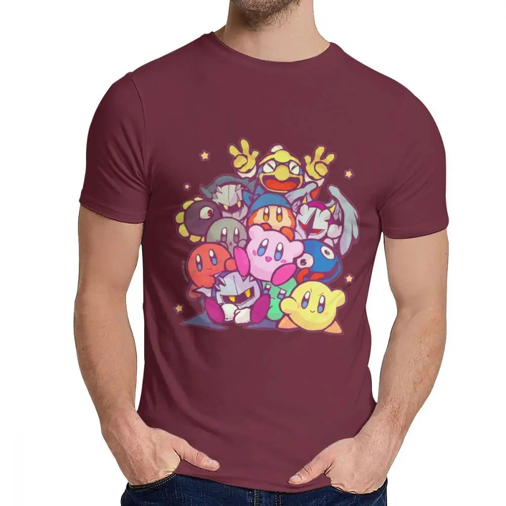 Стильная семейная футболка Kirby Group для мужчин, хипстер, натуральный хлопок, Camiseta, S-6XL - Color: Burgundy