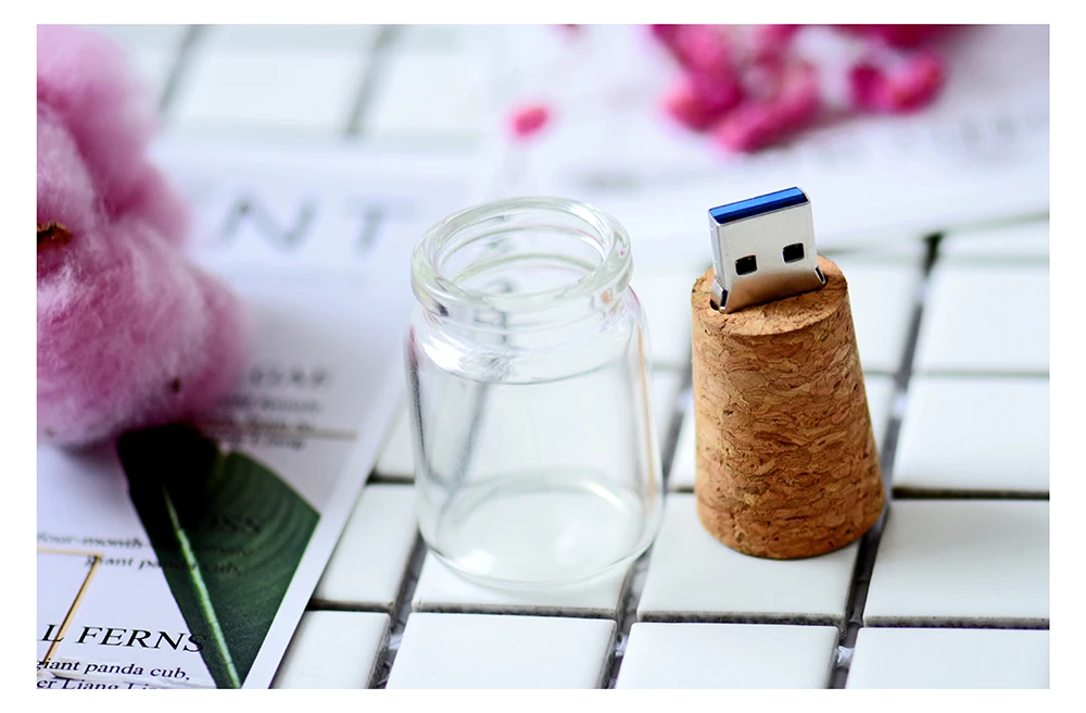 JASTER USB 3,0 стеклянная бутылка с пробкой USB флэш-накопитель(прозрачный) Флешка 4 ГБ 8 ГБ 16 ГБ 32 ГБ модная бутылка желаний подарок