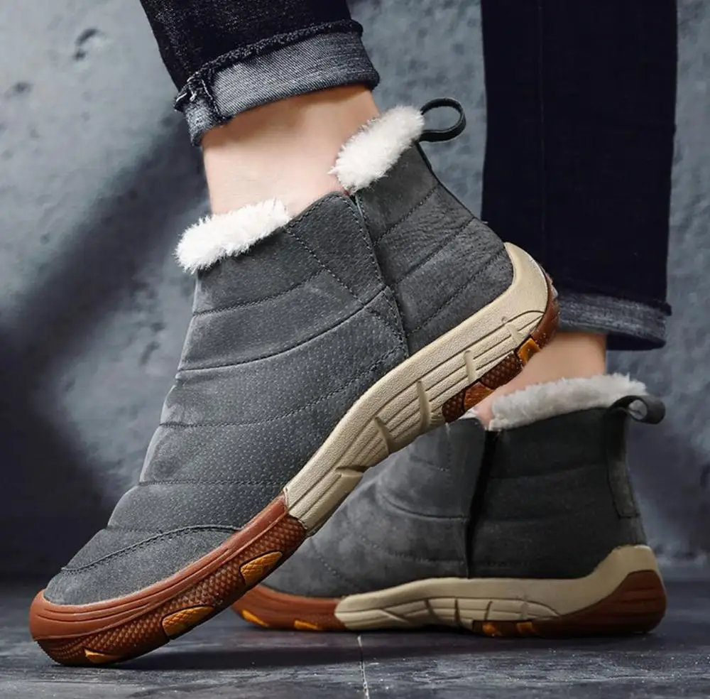 Теплые Зимние ботильоны Плюшевая обувь для русской зимы Водонепроницаемые