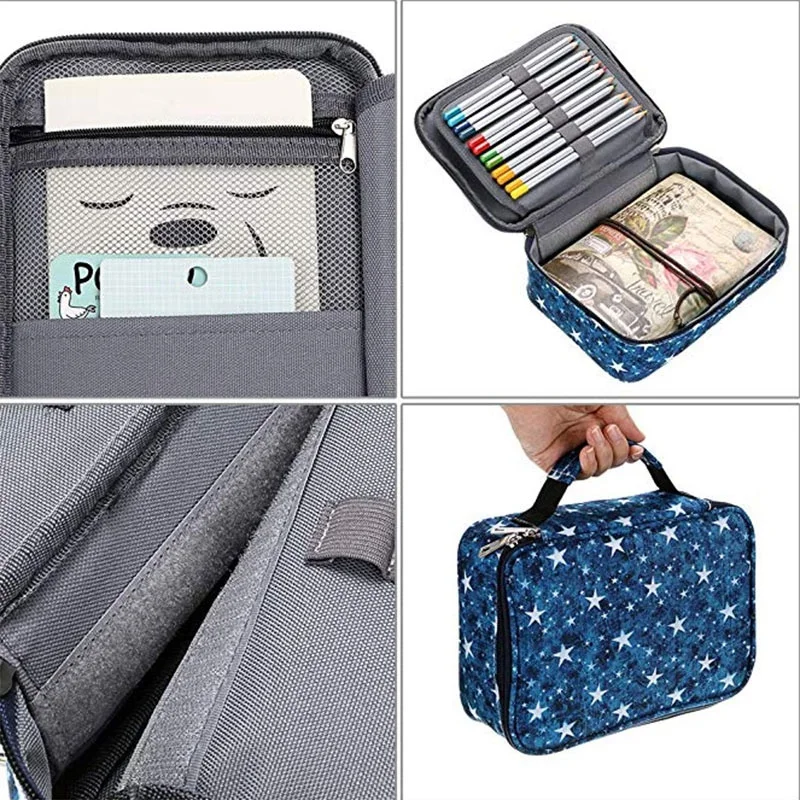 

Kawaii Girls Boys School Pencil Case Penal Canvas 72 Holes Pencilcase Cartridge Penalty Large Pen Bag Box Stationery Kit