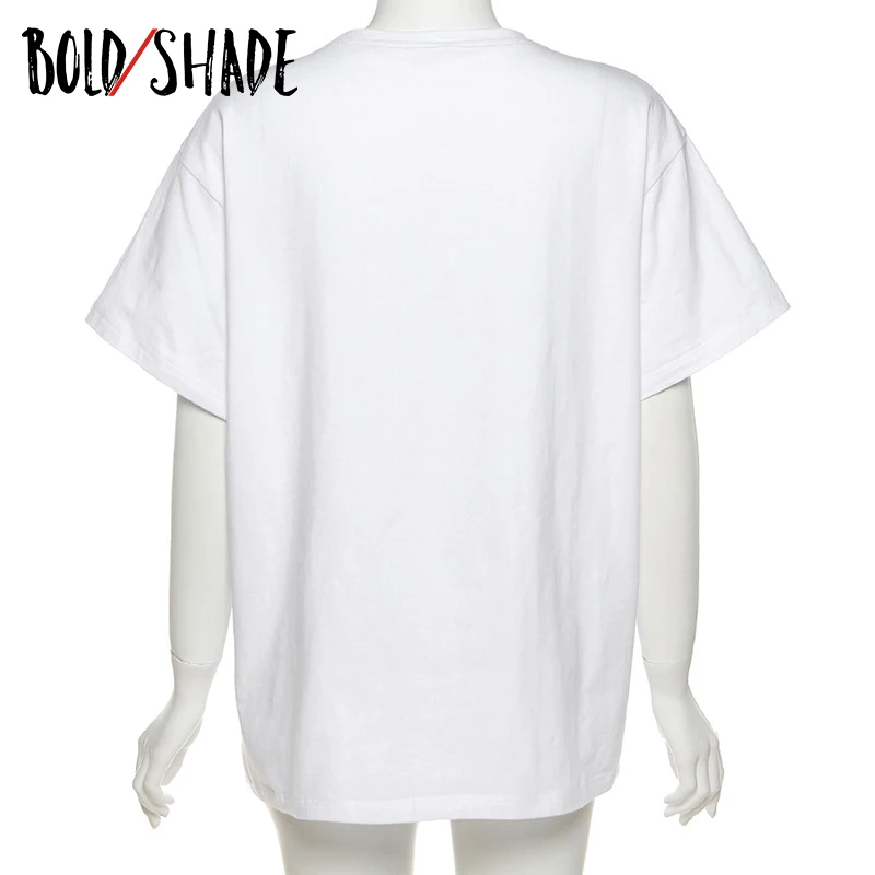 

Bold Shade 90s Skater Style Oversized T-shirt Letter Graphic Print Short Sleeve Casual Tees Indie Vintage Summer Clothes Women