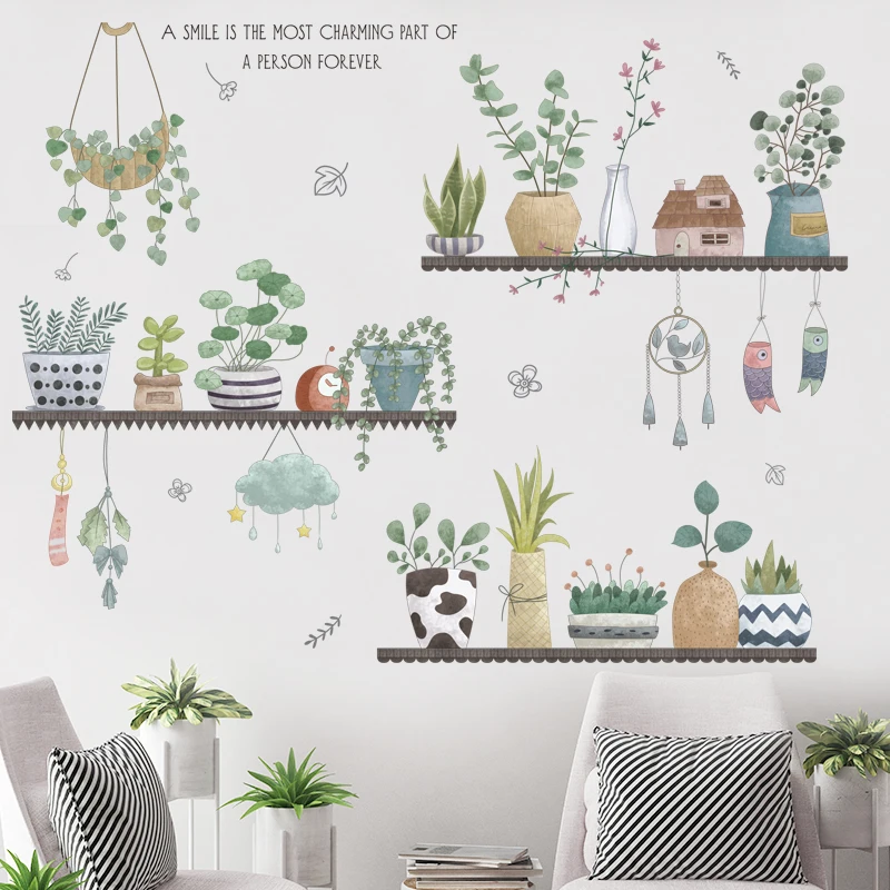 

Green Plants Nordic Style Poster Wall Sticker Living Room Bedroom Home Decoration Wallpaper Mural Flower Picture