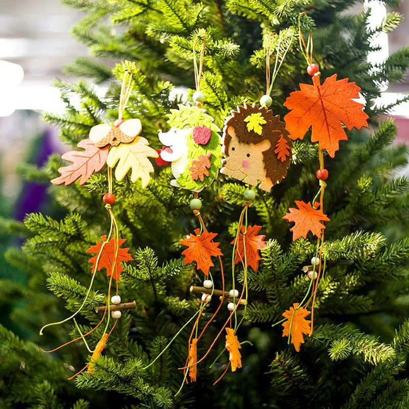 Креативный мультяшный фетровый ежик кленовый лист украшение для дома подвеска