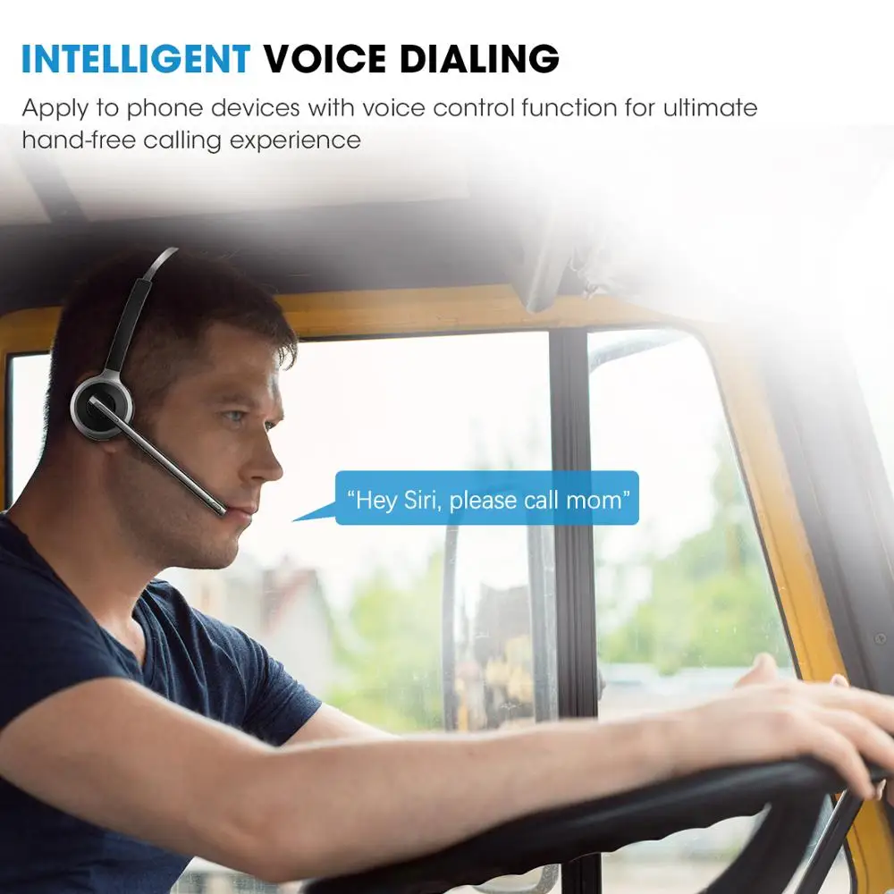 MPOW профессиональная Bluetooth беспроводная гарнитура для водителей Hands Free со встроенным микрофоном через голову наушник шумоподавление