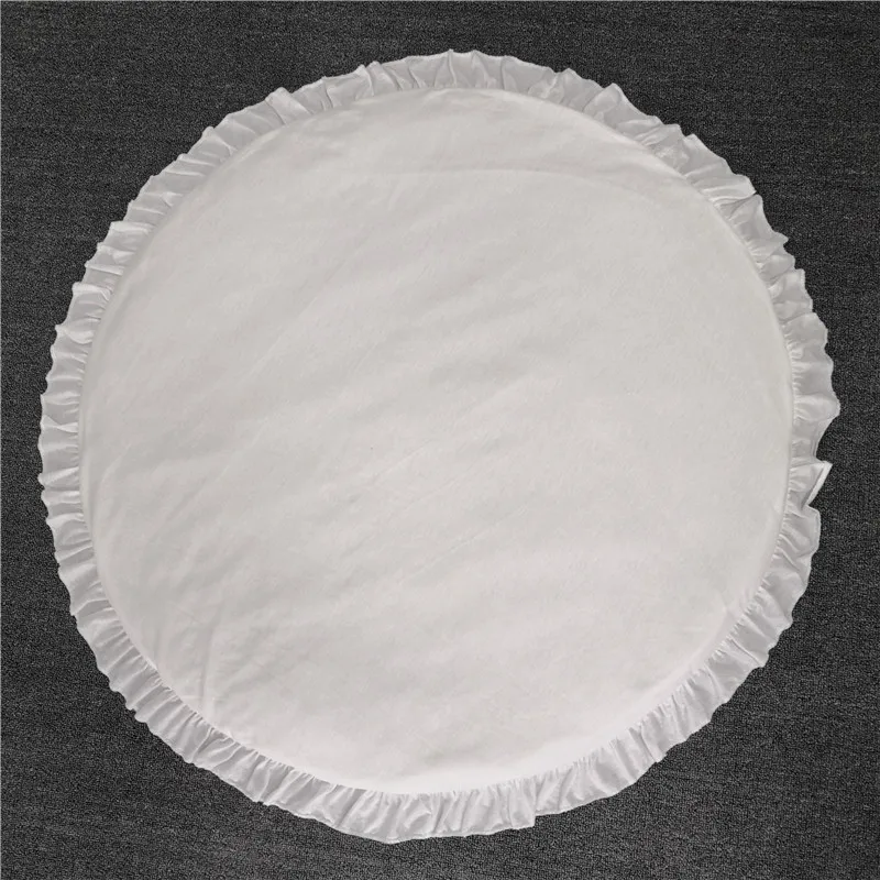 white Детский хлопковый круглый игровой коврик, коврики для ползания, коврик для детской комнаты, детский игровой коврик, декоративные коврики для детской комнаты, реквизит для фотосессии - Цвет: white
