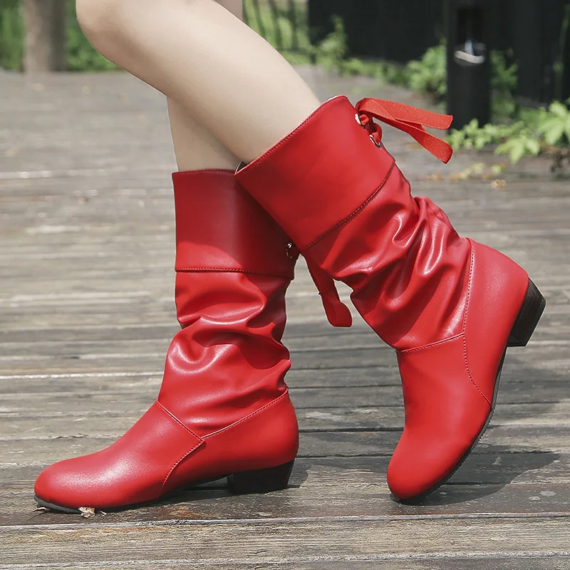 Botas mujer invierno/2019 г. Новые осенне зимние женские сапоги до середины икры теплые из