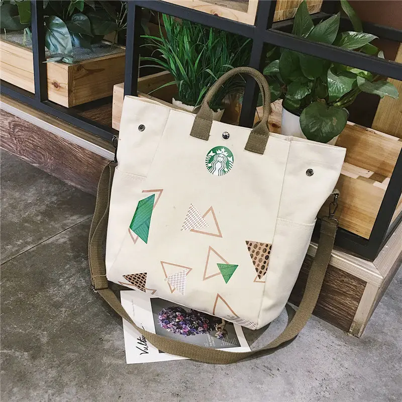 Новая Европейская и американская мода литературная сумка Холщовая Сумка Starbucks сумки повседневные Наплечные женские студенческие тканевые сумки