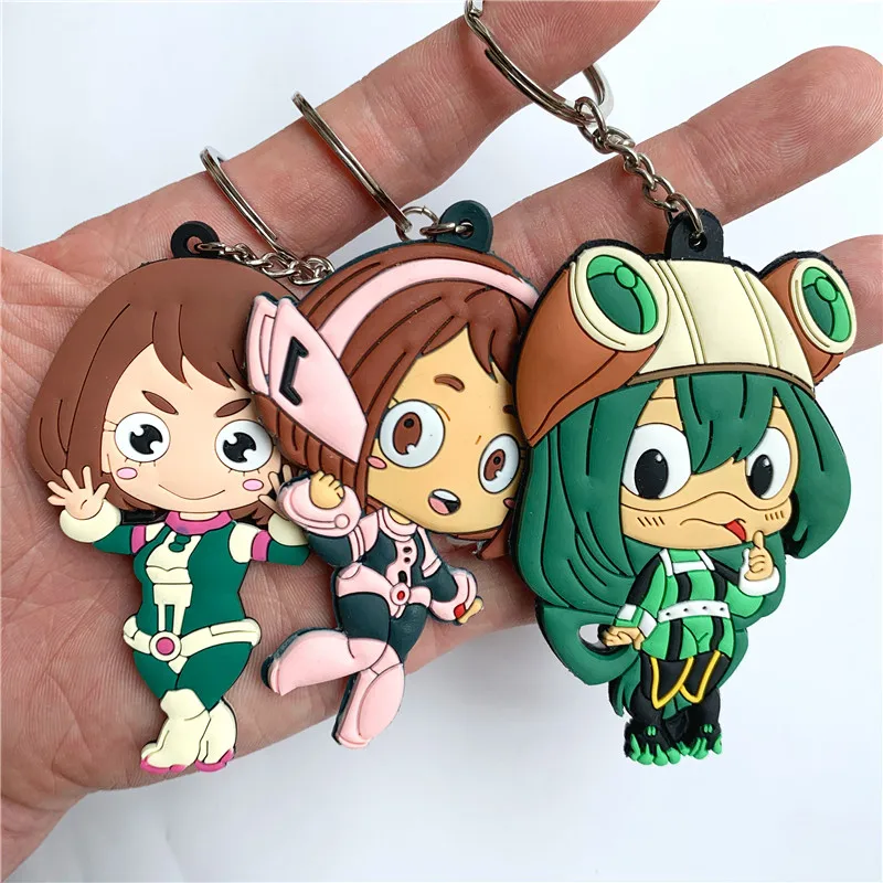 Милый брелок Asui Tsuyu OCHACO URARAKA с фигуркой аниме, ПВХ силиконовый брелок, двухсторонний брелок для ключей, брелок для ключей, подарки