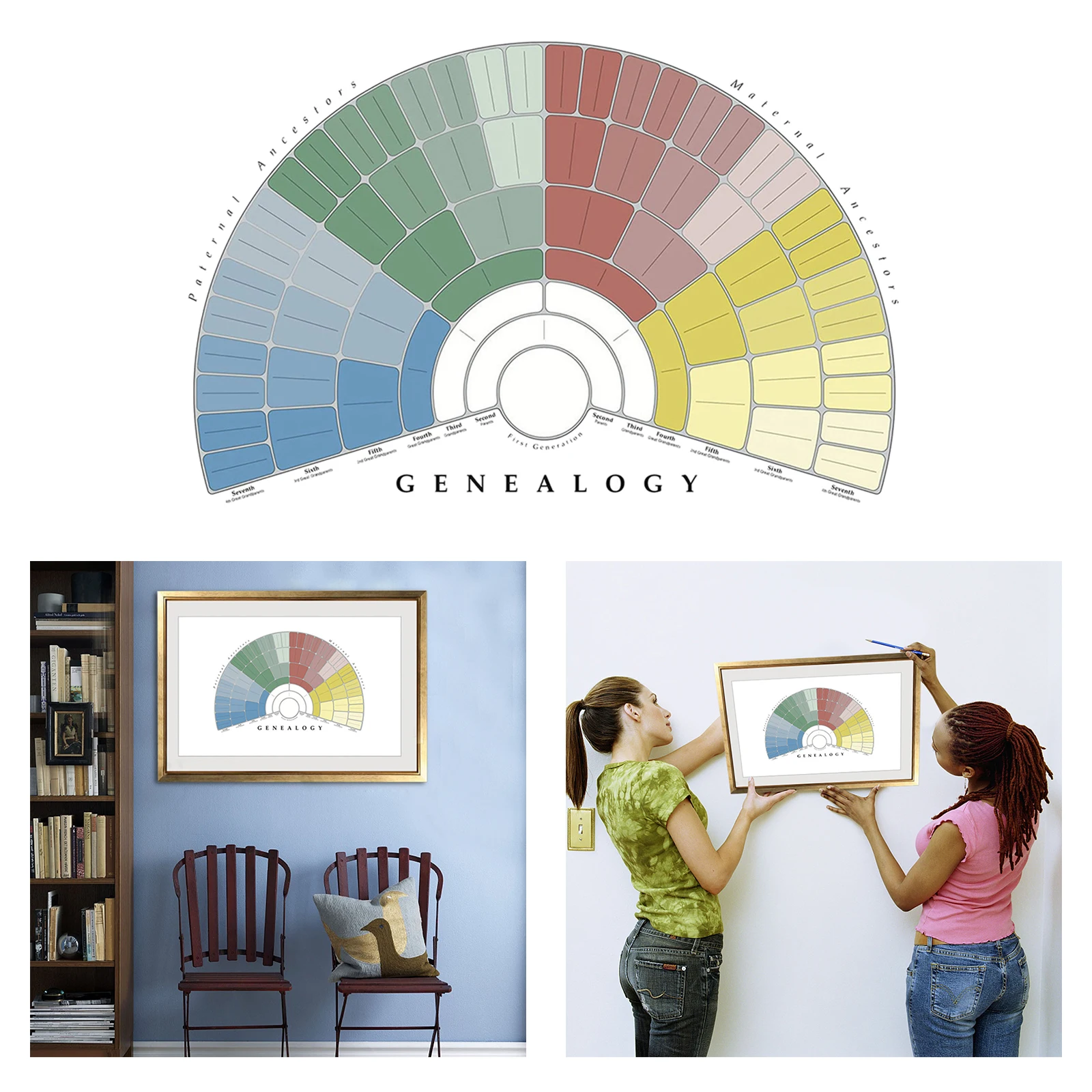 Большая Персонализированная диаграмма семейного дерева Заполняемая форма