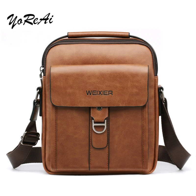 

PU Leather New Male's Crossbody Bag Casual Business Leather Men's Messenger Bags Vintage Men Hand Bag Zipper Shoulder Handbags