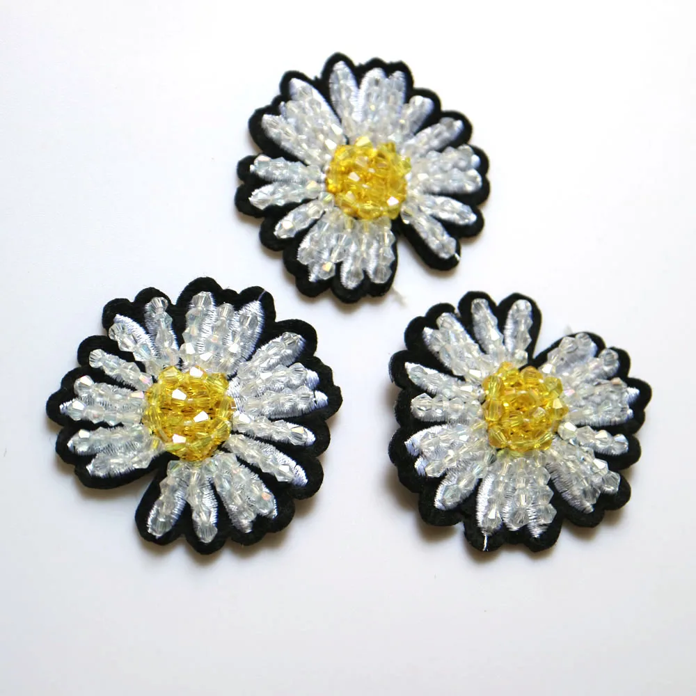 3 шт./лот Цветочные бусины нашивки для одежды блестки со стразами Аппликации