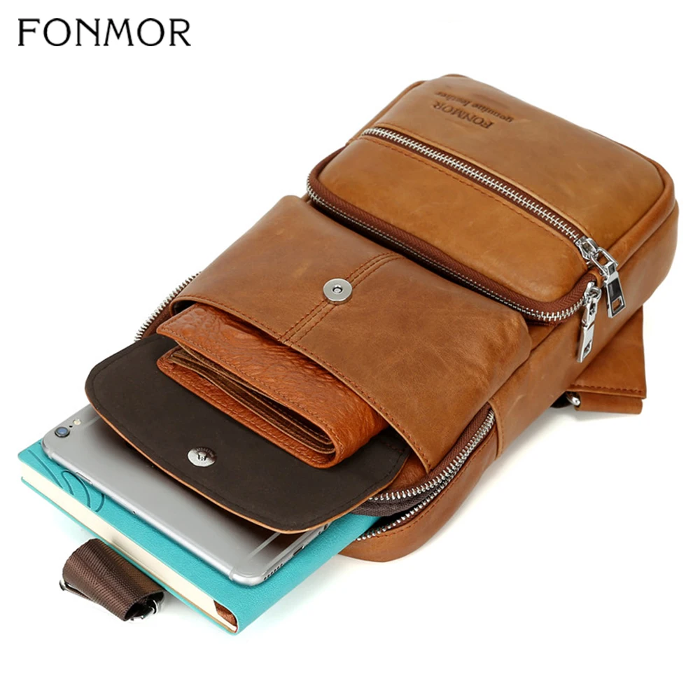 Fonmoe 2019 поясная нагрудная сумка Мужская мужская из натуральной кожи через плечо