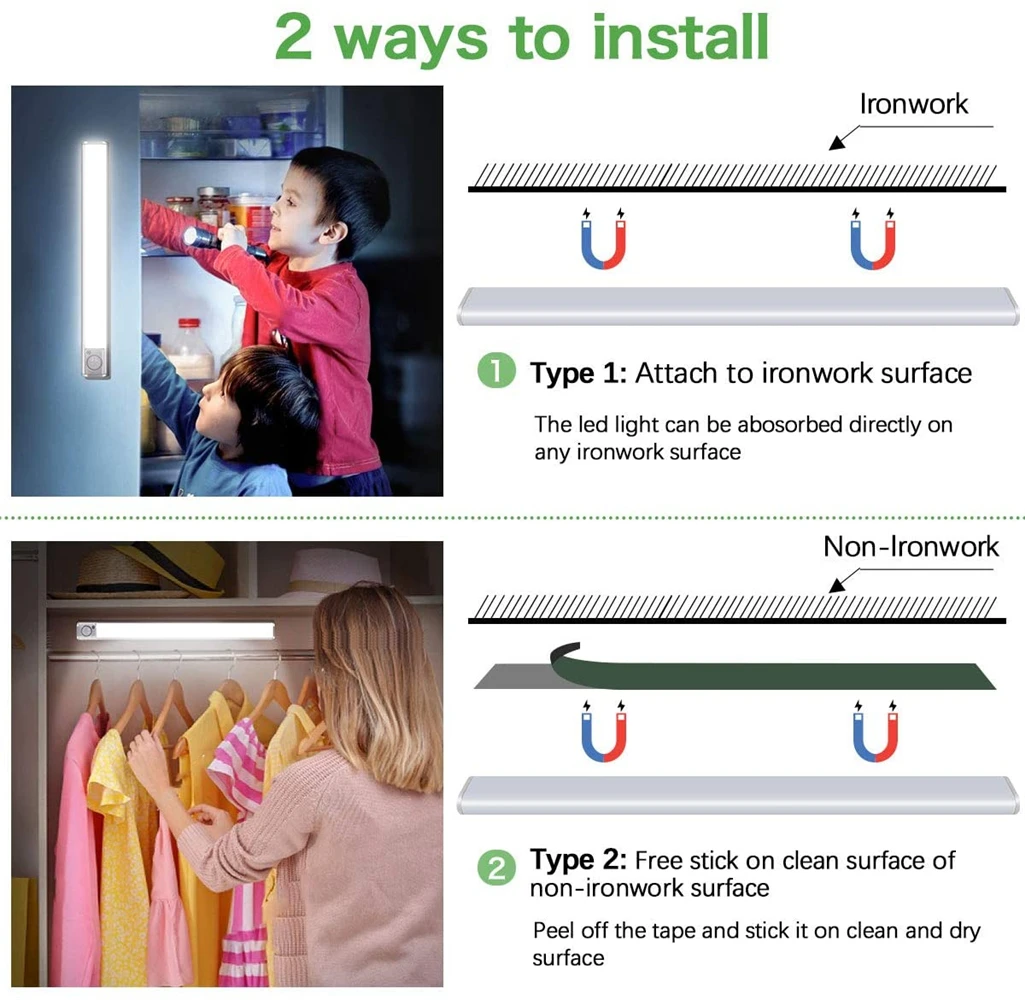 160 led motion sensor closet light usb rechargeable under cabinet lights wireless night lamp for kitchen wardrobe cupboard light free global shipping