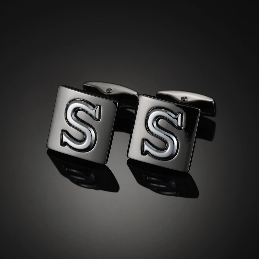 Роскошные мужские классические черные запонки с буквами алфавита S строгие