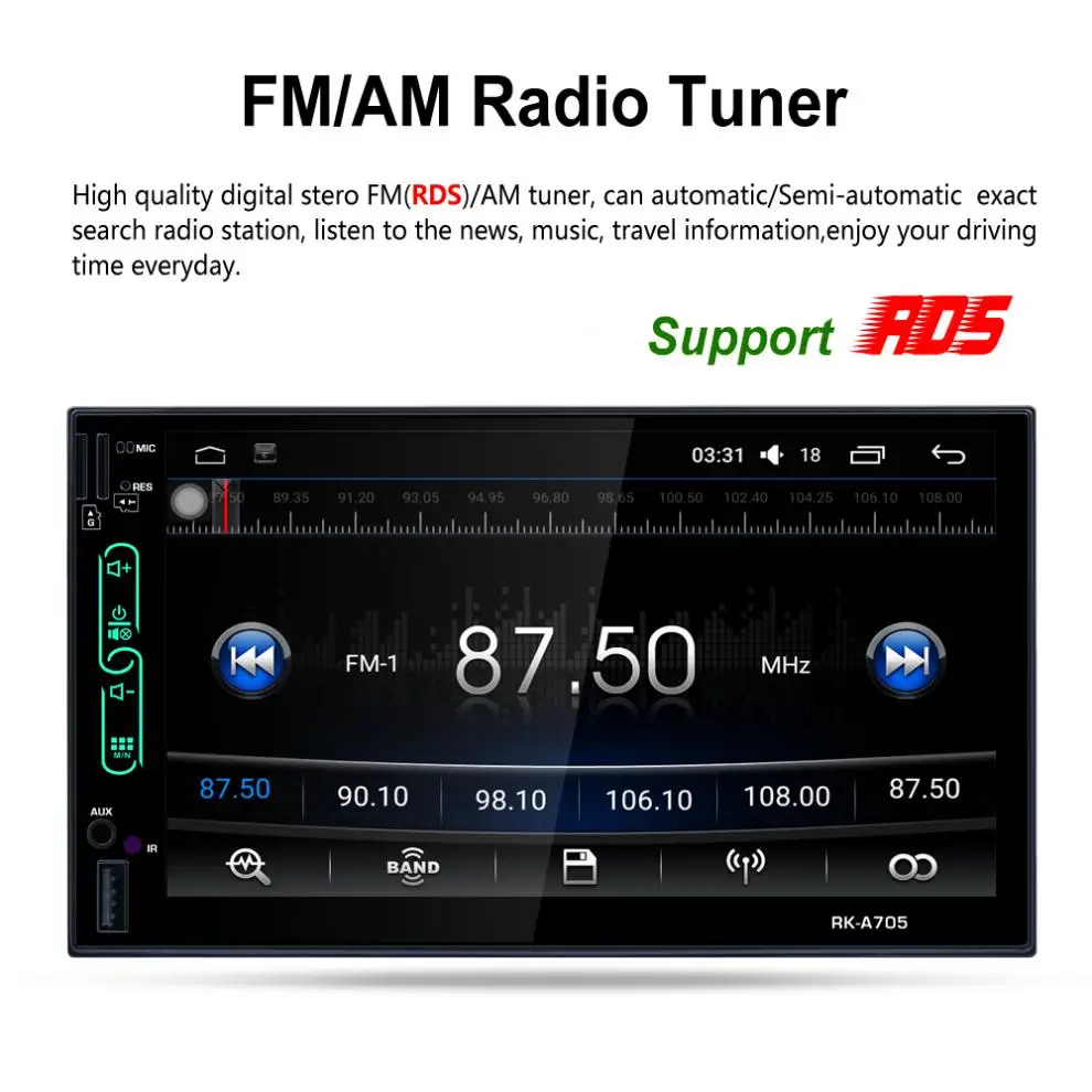7 дюймовый четырехъядерный Android 6 0 2 Din Bluetooth автомобильное радио RDS цифровой
