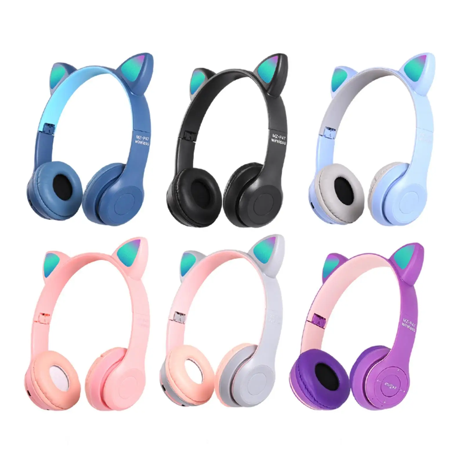 

Cat Ears Wireless Headset Stereo Bluetooth 5.0 RGB Light Cute Unique Gamer Headset for Video Smart Phones Audio Book Music Gym