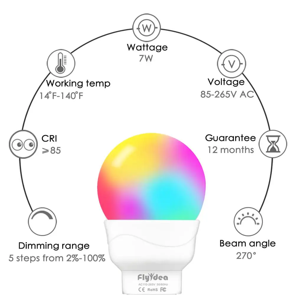 Светодиодсветильник лампа E14 волшебная RGB смарт с изменением цвета регулируемой