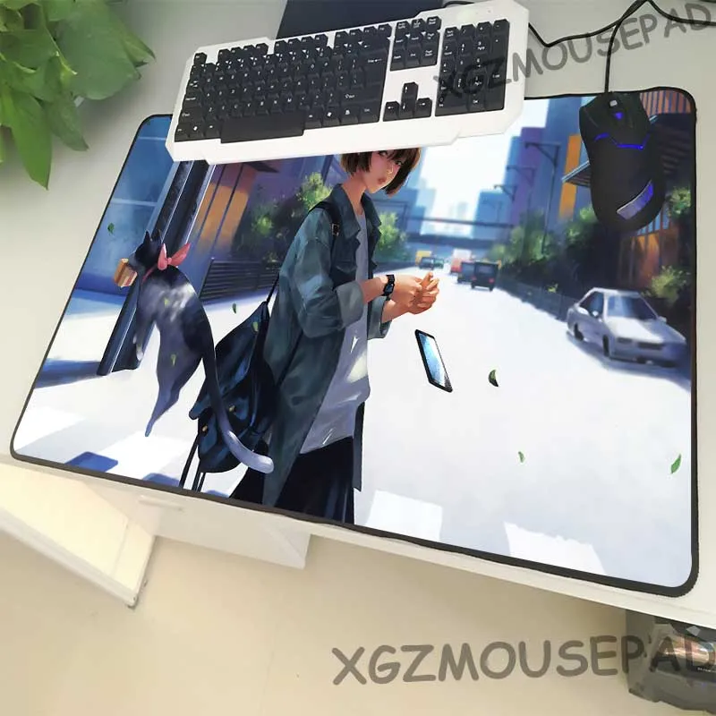 XGZ аниме большой размер игровая мышь замок край комфорт отбеливатель компьютерный стол резиновый коврик череп черный нож нескользящий 60x30
